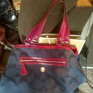 Navy Blue with Pink Coach purse